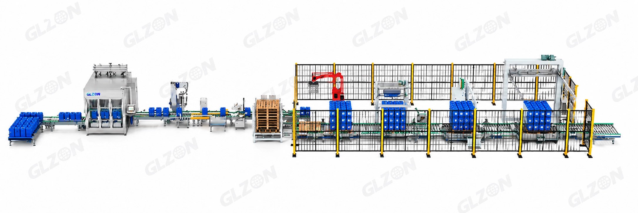 Automatic palm oil jerry can filling line with filling capping and labeling system